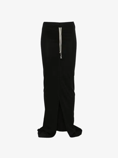 Rick Owens Drkshdw Cotton T-shirt Skirt With Elastic Waist And Adjustable Side Slit In Nero
