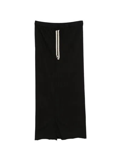 Rick Owens Drkshdw Cotton T-shirt Skirt With Side Slit And Elastic Waistband In Black