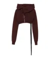 Rick Owens Drkshdw Cowl-neck Zip-front Cropped Sweatshirt In Brown