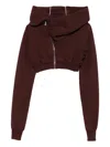 Rick Owens Drkshdw Burgundy Concordians Micro Mountain Hoodie In Red