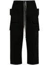 Rick Owens Drkshdw Creatch Cargo Cropped Drawstring Pants In Black
