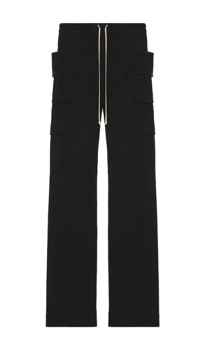Rick Owens Drkshdw Creatch Wide-leg Cotton-blend Canvas Drawstring Cargo Trousers In Black