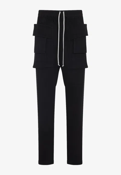 Rick Owens Drkshdw Elastic Waistband Pants Side Pockets In Black