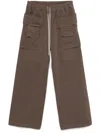 Rick Owens Drkshdw Gray Hollywood Creatch Wide Cargo Drawstring Pants In Brown