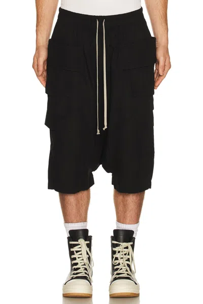 Rick Owens Drkshdw Creatch Pods Straight-leg Cotton Cargo Shorts In Black
