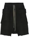 Rick Owens Drkshdw Cargo Fleece Knee-length Shorts With Ribbed Detailing In 黑色