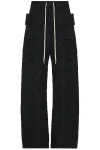 Rick Owens Drkshdw Creatch Wide-leg Cotton-blend Canvas Drawstring Cargo Trousers In Black