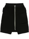 Rick Owens Drkshdw Cargo Fleece Knee-length Shorts With Ribbed Detailing In Black