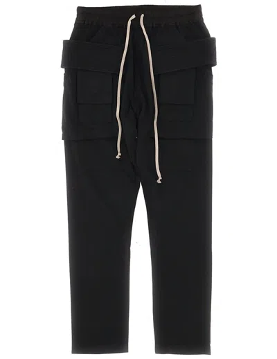 Rick Owens Drkshdw Creatch Tapered Drawstring Cargo Trousers In Black