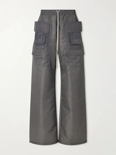 Rick Owens Drkshdw Creatch Wide-leg Shell Drawstring Cargo Trousers In Gray