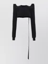 Rick Owens Drkshdw Crew Neck Cropped Sweatshirt With Unique Shoulder Detail In Black