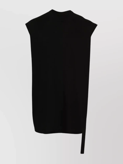 Rick Owens Drkshdw Crew Neck Sleeveless T-shirt With Extended Hem And Side Slit In Black