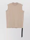 Rick Owens Drkshdw Crew Neck Sleeveless T-shirt With Side Strap Detail In Neutral