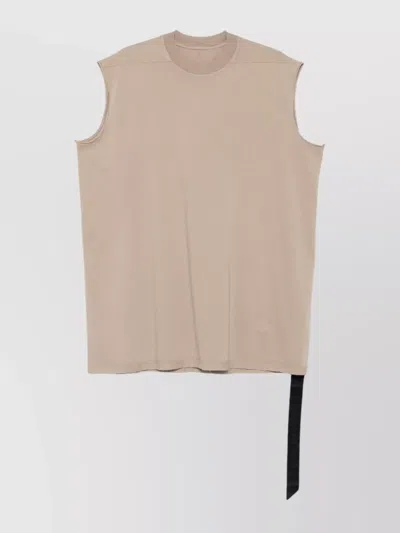Rick Owens Drkshdw Crew Neck Sleeveless T-shirt With Side Strap Detail In Neutral