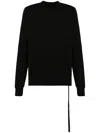 Rick Owens Drkshdw Long Sleeve Crew Neck Sweatshirt With Side Tie In Black