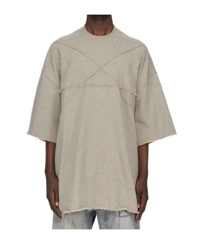 RICK OWENS DRKSHDW FRAYED-DETAIL PANELLED T-SHIRT