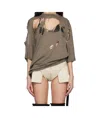 Rick Owens Drkshdw Gray Hollywood Walrus T-shirt In Multicolor