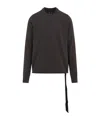 Rick Owens Drkshdw Long Sleeve Crew Neck Sweatshirt With Side Tie In Nude