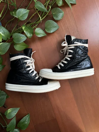 Pre-owned Rick Owens Drkshdw Crinkled Canvas Ramones Shoes In Black