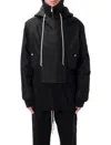 Rick Owens Drkshdw "alice Dropped" Parka In Black
