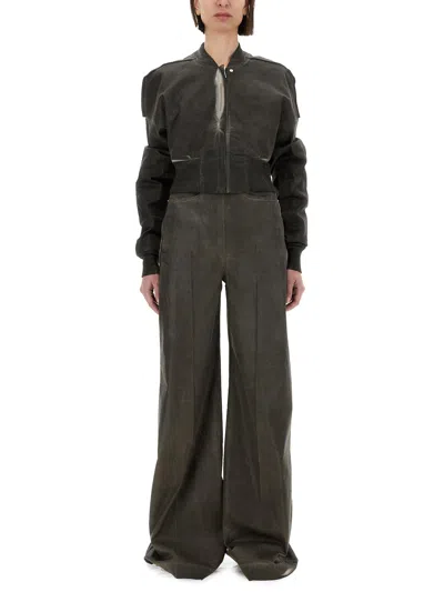 Rick Owens Drkshdw Drkshdw By Rick Owens "flight Jkt" Cropped Bomber Jacket In Grey