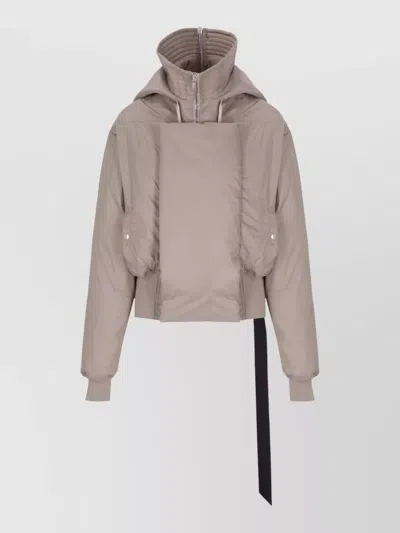 Rick Owens Drkshdw Cropped Bomber Jacket Quilted High Neck In Gray