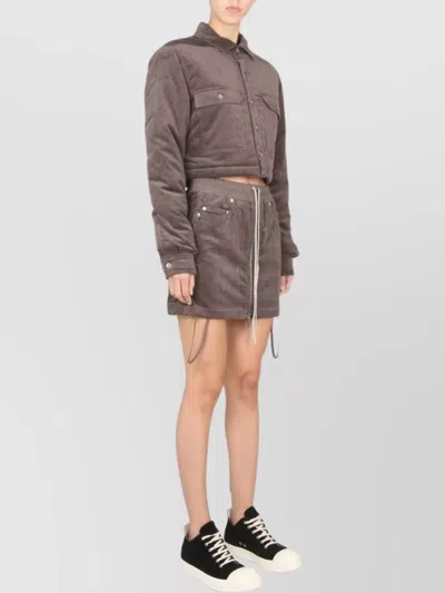 Rick Owens Drkshdw Cropped Corduroy Jacket With Chest Pockets