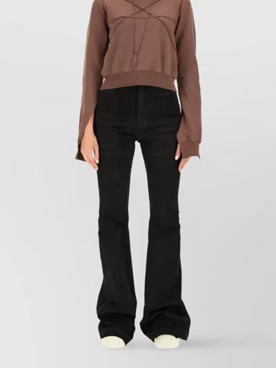 RICK OWENS DRKSHDW CROPPED CREW NECK FRAYED SWEATSHIRT
