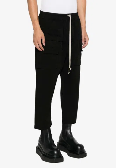 RICK OWENS DRKSHDW CROPPED DRAWSTRING CARGO PANTS