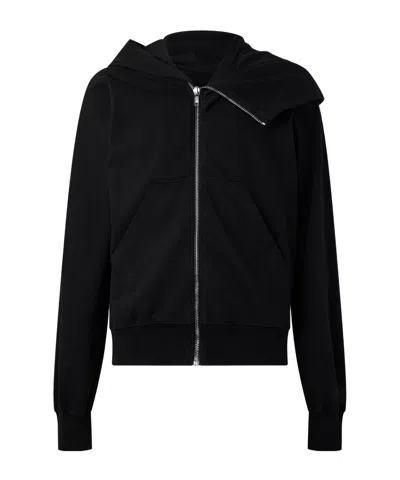 Rick Owens Drkshdw Cropped Full-zip Hooded Sweatshirt In Black