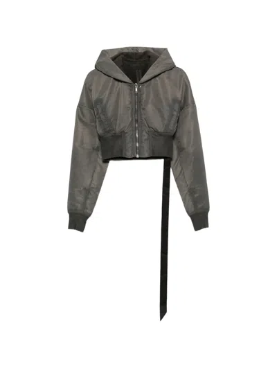 Rick Owens Drkshdw Gray Tower Hooded Cropped Flight Jacket In Green