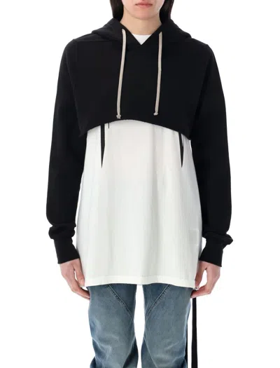 Rick Owens Drkshdw Cropped Hooded Top In Black