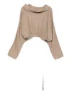 Rick Owens Drkshdw Cropped Hoodie In Brown