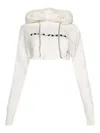 Rick Owens Drkshdw Drkshdw By Rick Owens Cropped Hoodie Milk And Black In Neutrals