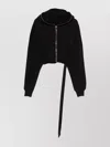 Rick Owens Drkshdw Cropped Hoodie With Drawstring And Ribbed Hem