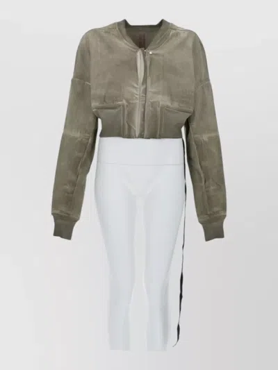 Rick Owens Drkshdw Cropped Jacket Long Sleeves Ribbed Cuffs Hem In Gray