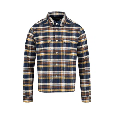 Pre-owned Rick Owens Drkshdw Cropped Outershirt 'gasoline Plaid' | Orange | Men's Size M