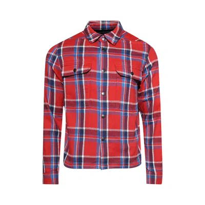 Pre-owned Rick Owens Drkshdw Cropped Outershirt 'red Plaid' | Men's Size M