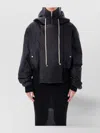 Rick Owens Drkshdw Cropped Parka With Drawstring And Hood In Animal Print