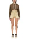 Rick Owens Drkshdw Short Hooded Drawstring Knitwear In Dove