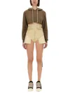 Rick Owens Drkshdw Short Hooded Drawstring Knitwear In Grey