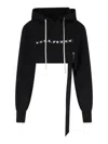 Rick Owens Drkshdw Hoodie Short Drawstring Detail In Black  