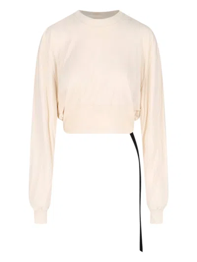 RICK OWENS DRKSHDW CROPPED T-SHIRT WITH LACE