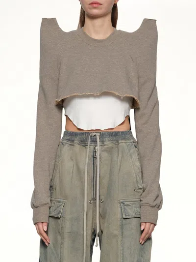 Rick Owens Drkshdw Cropped Tecsweat In Brown