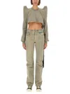 Rick Owens Drkshdw T-shirt "ls Cropped Small Level T" In Gray