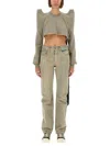 Rick Owens Drkshdw Cropped Knitwear Shoulder Pads In Green