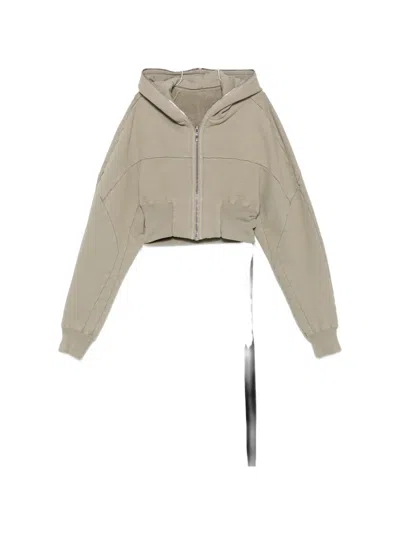 Rick Owens Drkshdw Cropped Zip-up Hoodie In Gray