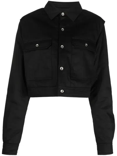 Rick Owens Drkshdw Corduroy Cropped Jacket In Black