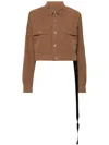 Rick Owens Drkshdw Cut-out Cropped Jacket In Brown