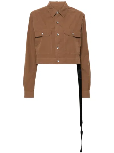 Rick Owens Drkshdw Cut-out Cropped Jacket In Brown